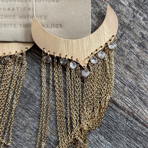 Anthropologie Gold Chain Fringe Earrings - Picture 5 of 8